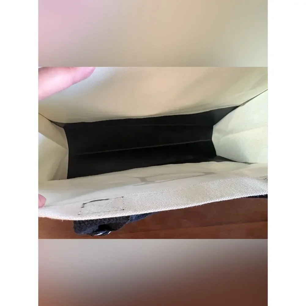 Canvas Monogram Tote Bag with Black & White Colorblock NWOT